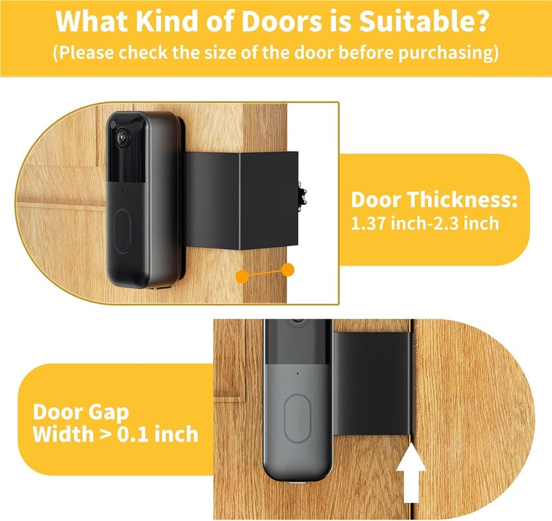 Mamerry Anti-Theft Blink Doorbell Mount: No Front Cover No Drilling Mount Only for All-New Blink Doorbell Camera(2nd Gen), Doorbell Bracket Holder for Rental Apartment Home(Black) - Image 4